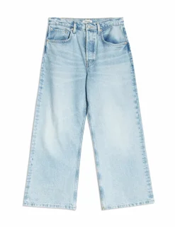 Mid Rise Wide Leg Cropped Jeans