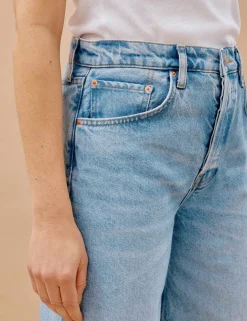 Mid Rise Wide Leg Cropped Jeans