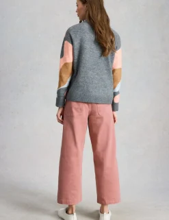 Mid Rise Wide Leg Cropped Jeans