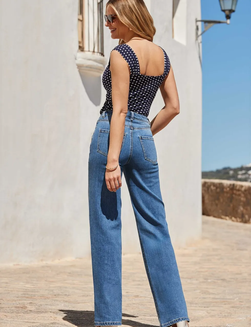 Mid Rise Wide Leg Jeans