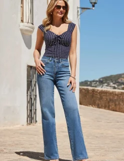 Mid Rise Wide Leg Jeans