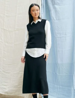 Midi A-Line Skirt with Cashmere