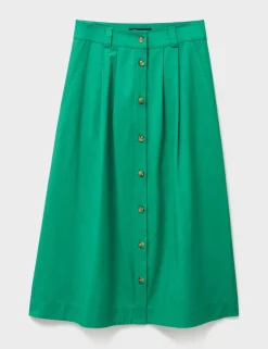 Midi A-Line Skirt with Linen