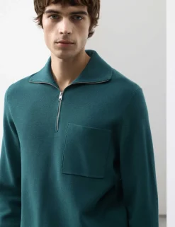 Milano-Knit Extended Funnel Neck Half Zip Jumper