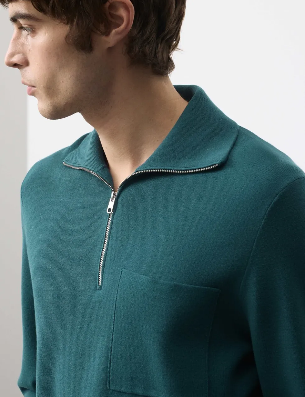 Milano-Knit Extended Funnel Neck Half Zip Jumper
