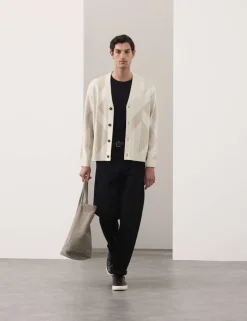 Milano-Knit V-Neck Jacquard Cardigan