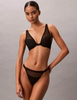 Minimalist Mesh Wired Push-Up Plunge Bra (B-D)