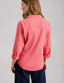 Mixed Jersey Sheer Sleeves Shirt