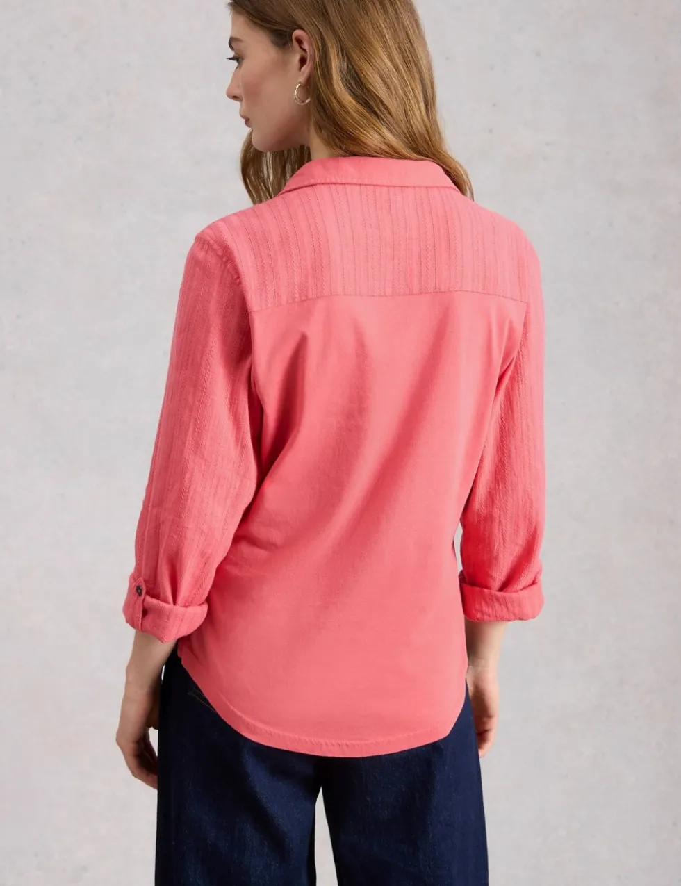 Mixed Jersey Sheer Sleeves Shirt