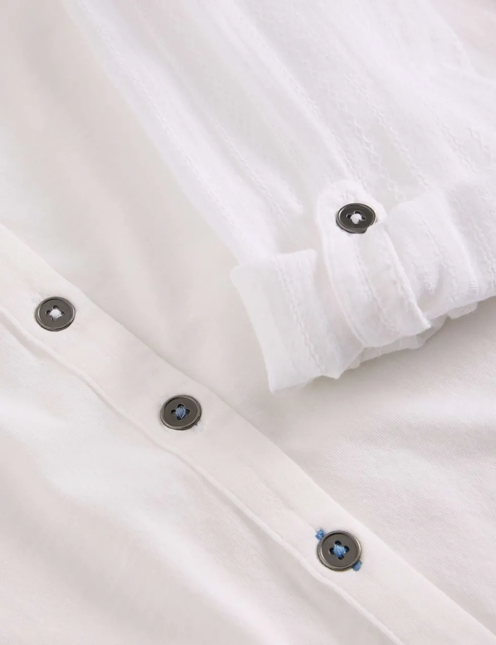 Mixed Jersey Sheer Sleeves Shirt