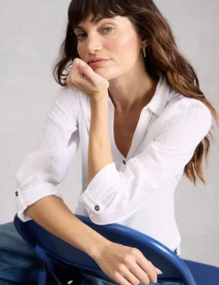 Mixed Jersey Sheer Sleeves Shirt