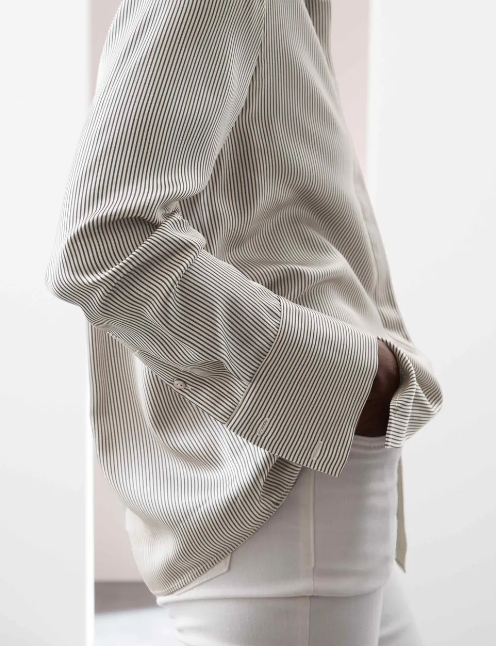 Modal Blend Satin Striped Shirt
