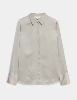 Modal Blend Satin Striped Shirt