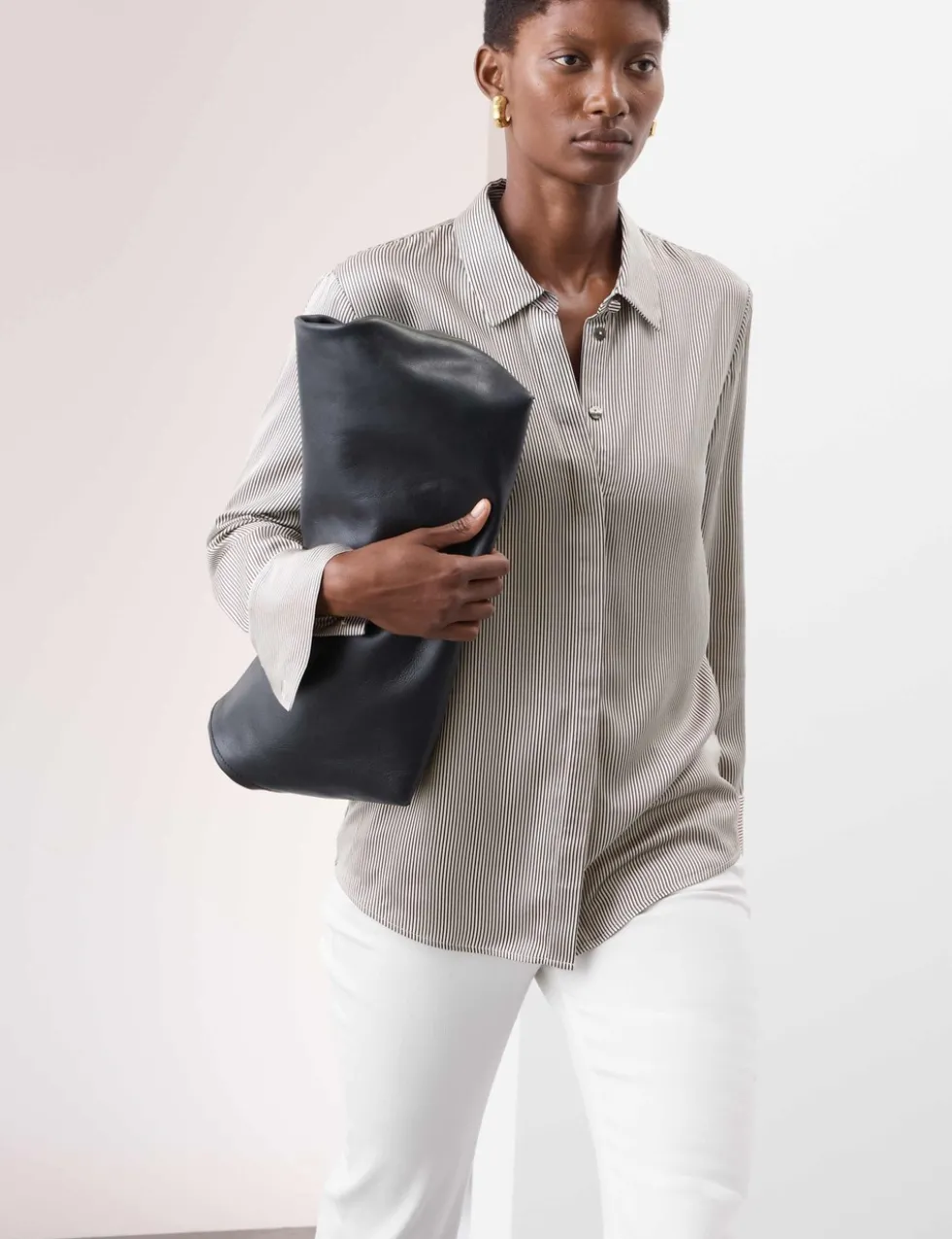 Modal Blend Satin Striped Shirt