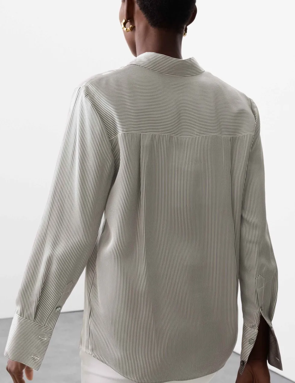 Modal Blend Satin Striped Shirt