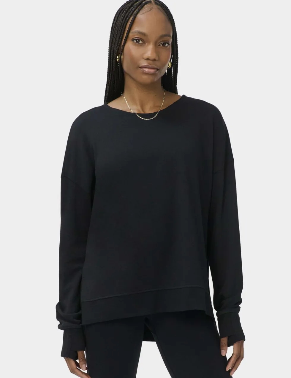 Modal Blend Tie Back Relaxed Sweatshirt