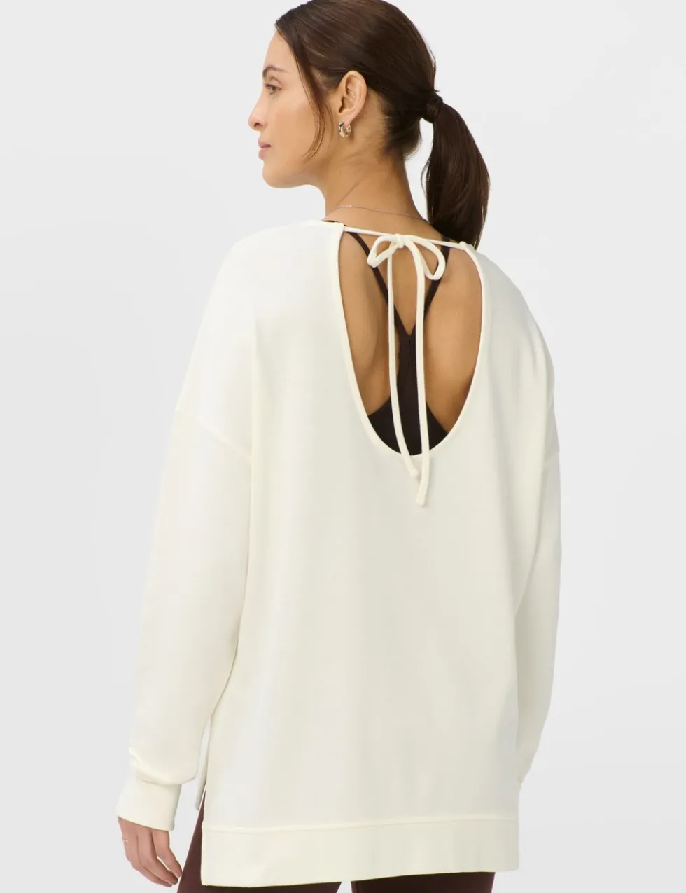 Modal Blend Tie Back Relaxed Sweatshirt