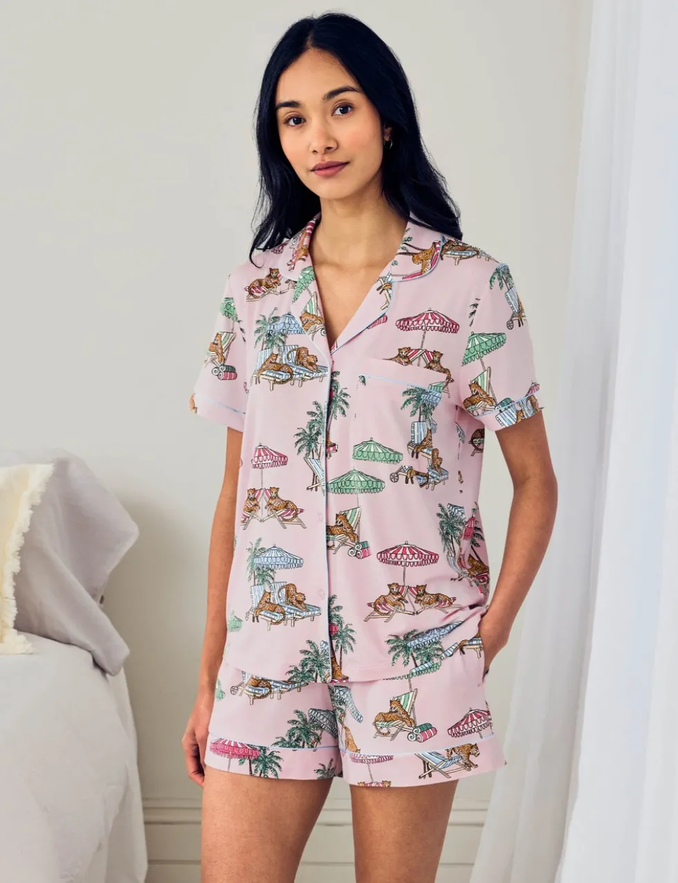 Modal Lounging Leopards Print Short Pyjama Set