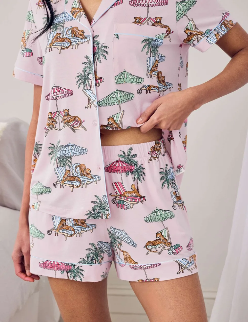 Modal Lounging Leopards Print Short Pyjama Set