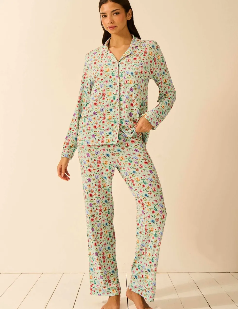 Modal Rich Floral Revere Pyjama Set