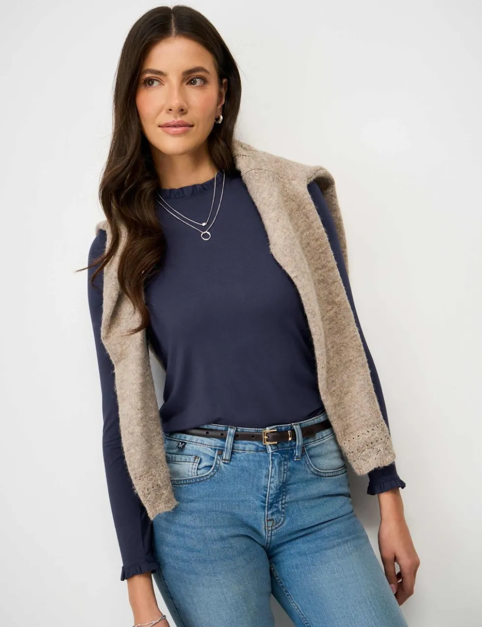 Modal Rich Frill Neck Blouse