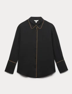 Modal Rich Piped Detail Collared Shirt