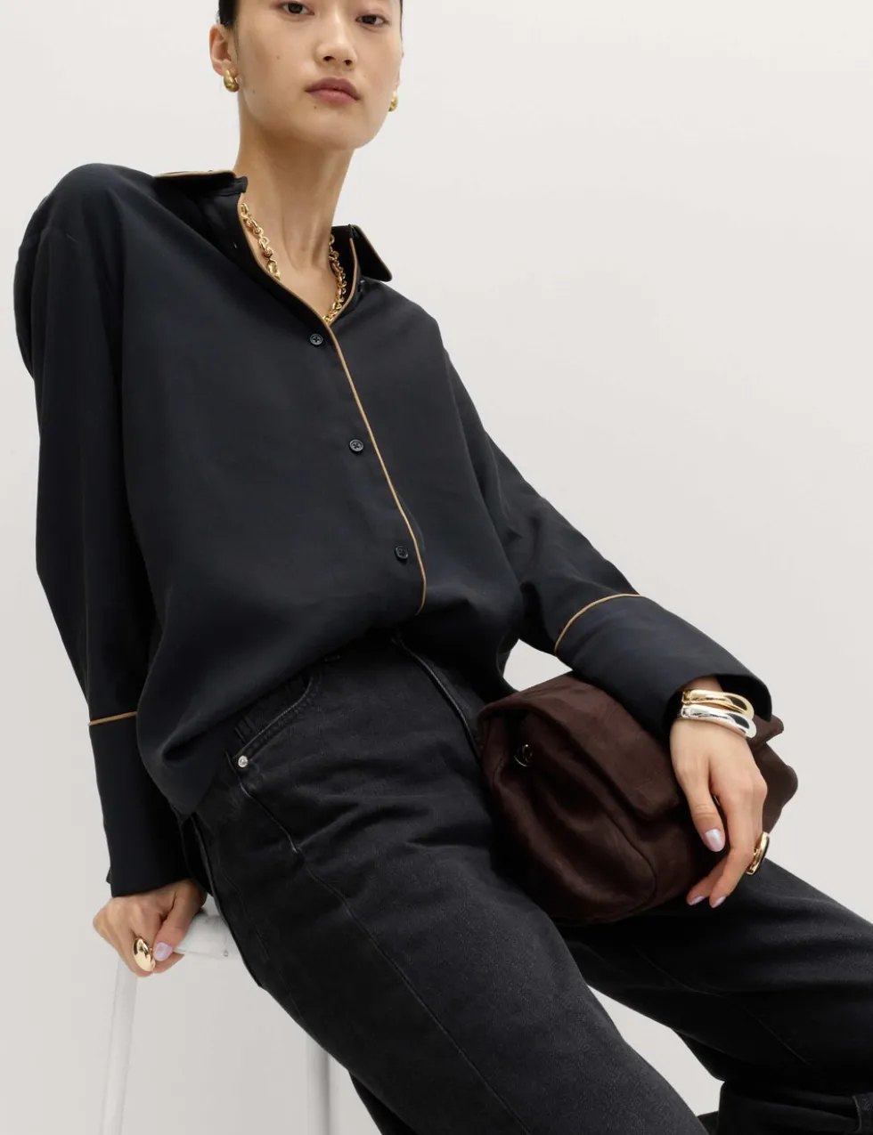 Modal Rich Piped Detail Collared Shirt