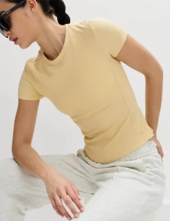 Modal Rich Rib Round Neck Fitted T-Shirt