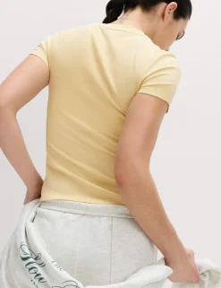 Modal Rich Rib Round Neck Fitted T-Shirt