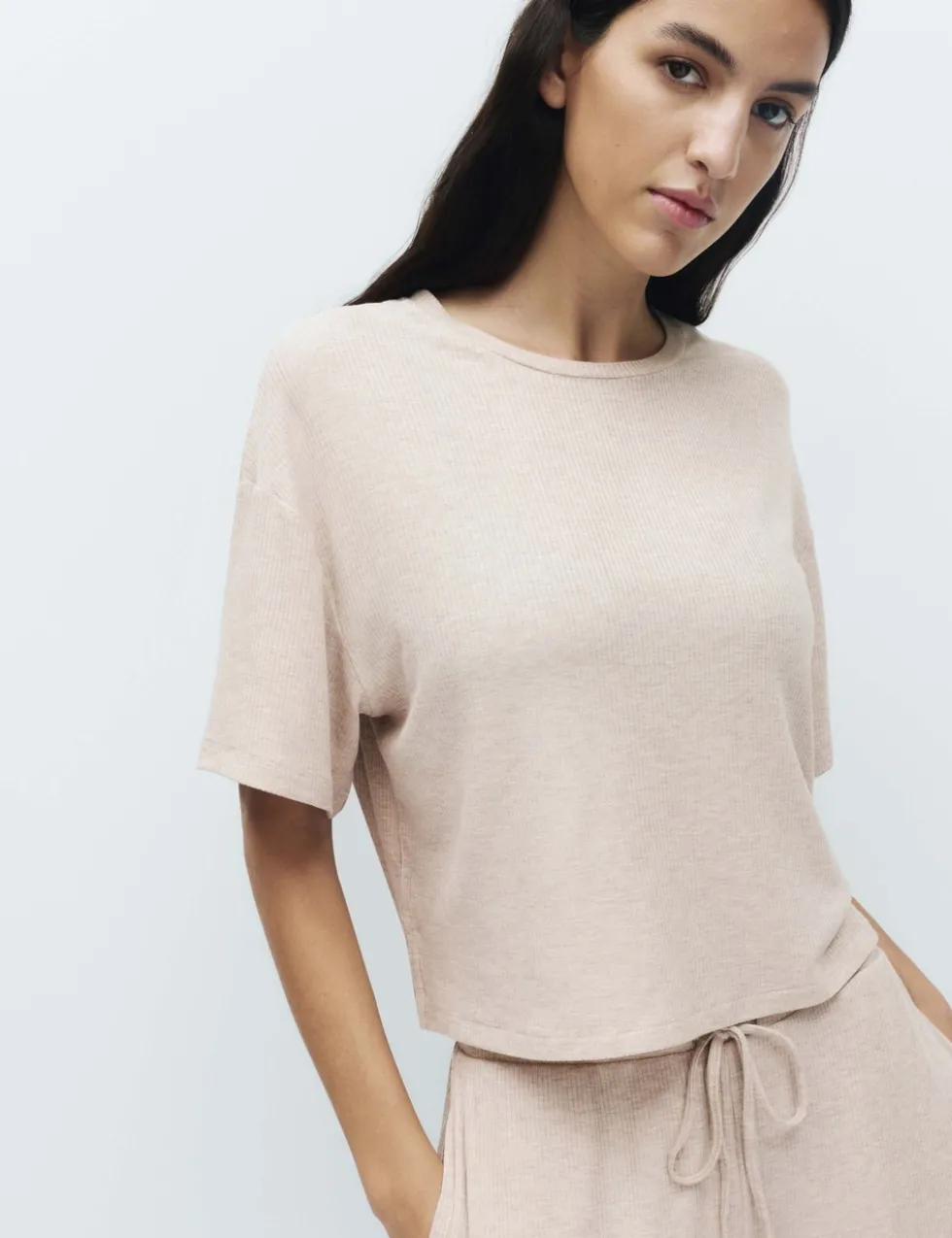 Modal Rich Ribbed Pyjama Top
