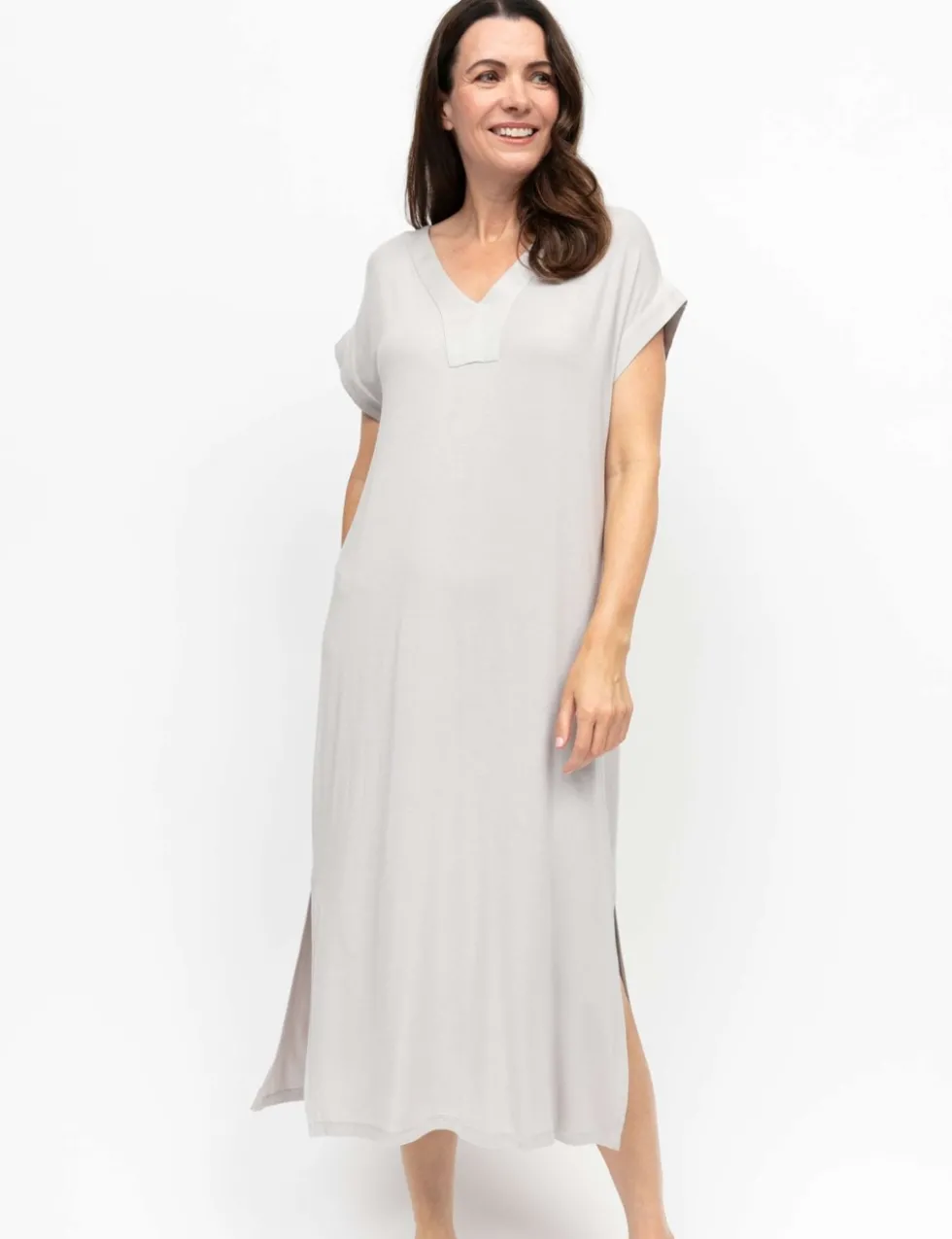Modal Rich V-Neck Long Nightdress