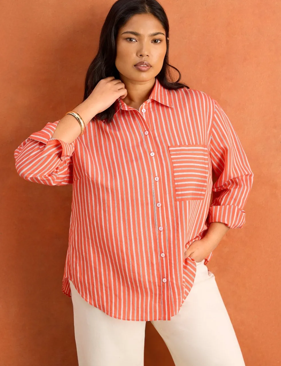 Modal-Rich Striped Button Through Shirt`