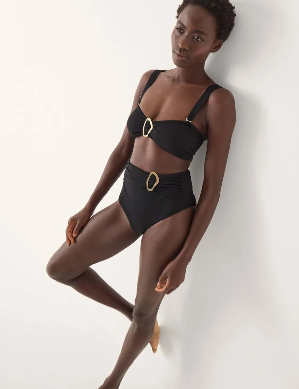 Molten Detail High Waisted Bikini Bottoms