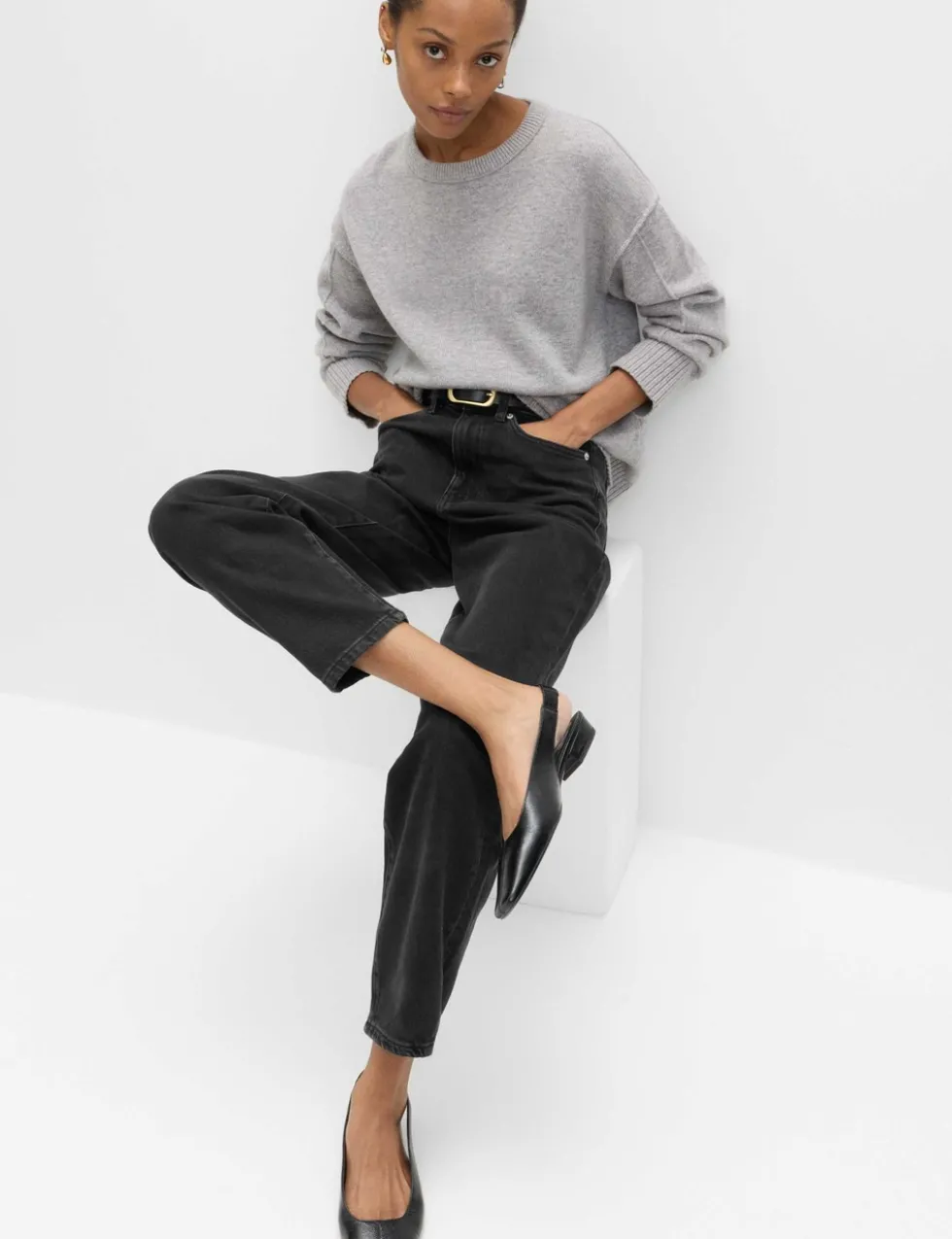 Mom High Waisted Ankle Grazer Jeans