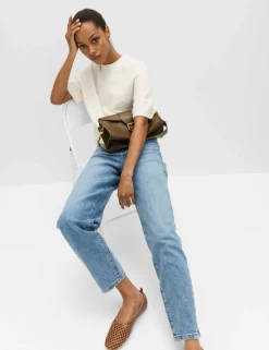 Mom High Waisted Ankle Grazer Jeans