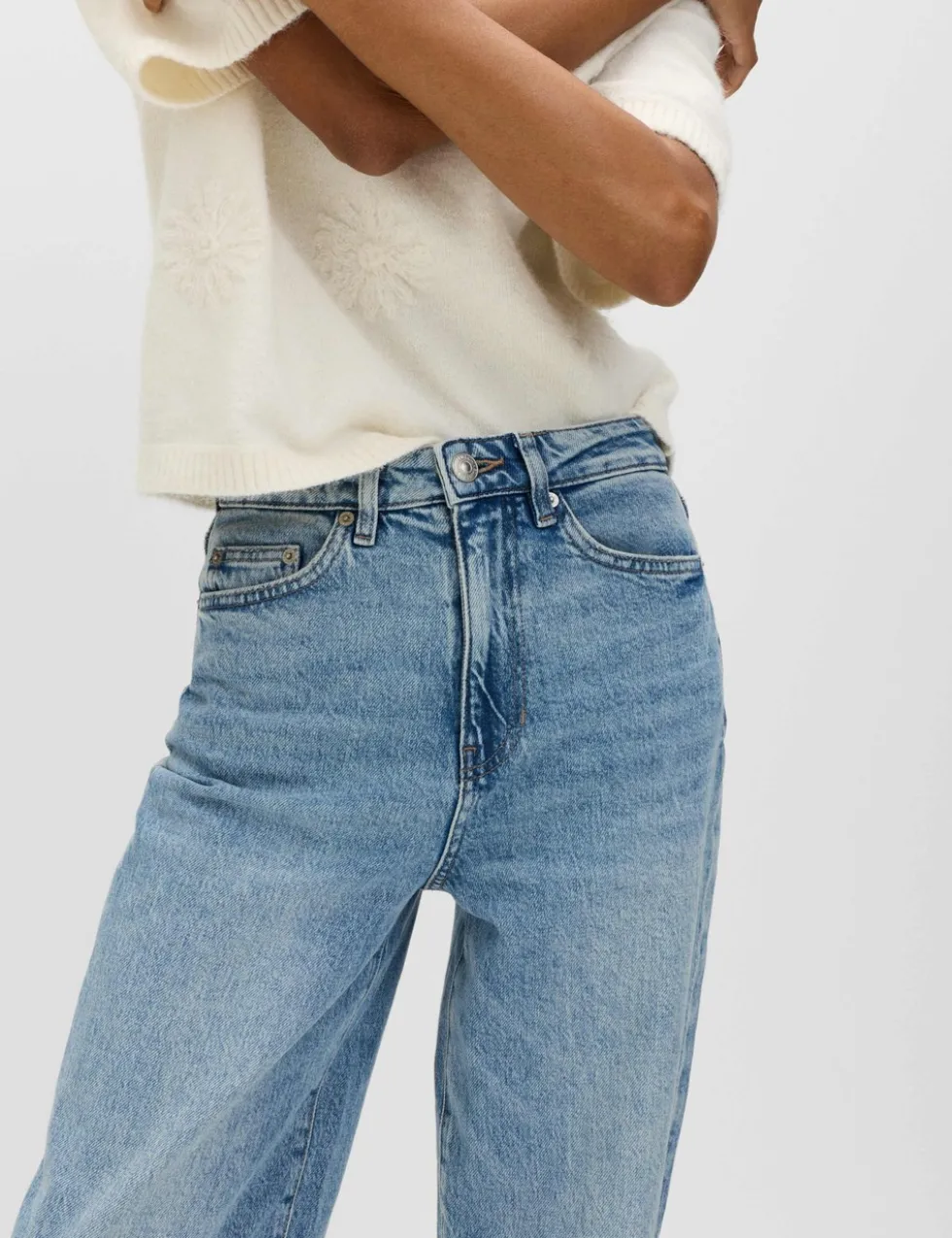 Mom High Waisted Ankle Grazer Jeans