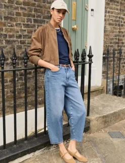 Mom High Waisted Barrel Cropped Jeans