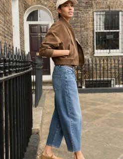 Mom High Waisted Barrel Cropped Jeans