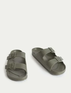 Moulded Footbed Two Strap Slider Sandals