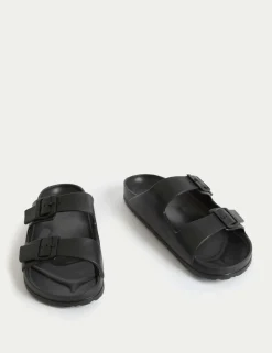 Moulded Footbed Two Strap Slider Sandals