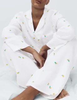 Muslin Printed Revere Pyjama Set