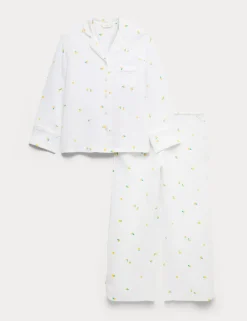 Muslin Printed Revere Pyjama Set