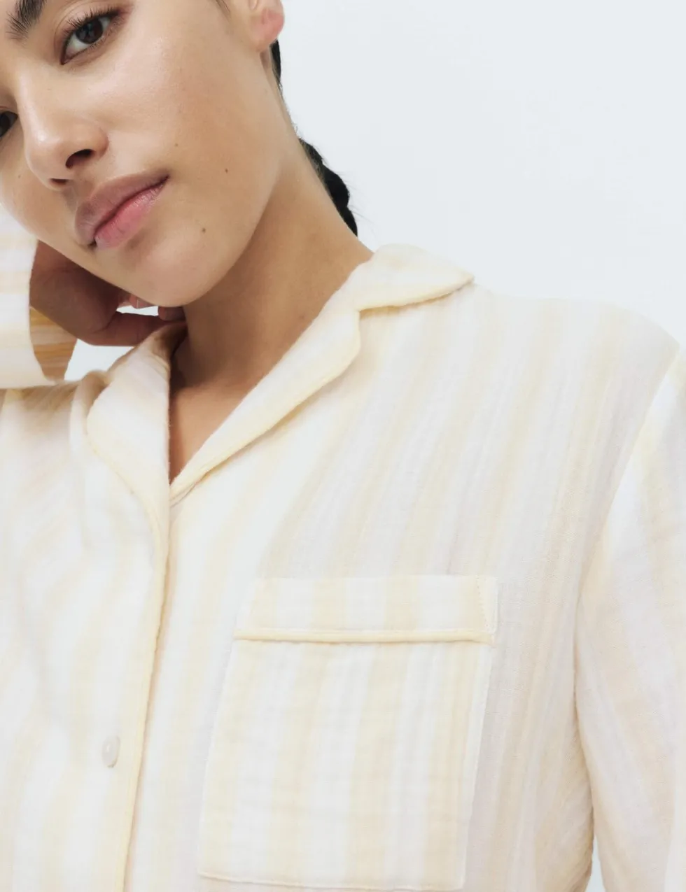 Muslin Striped Revere Pyjama Set