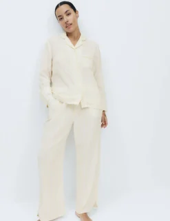 Muslin Striped Revere Pyjama Set