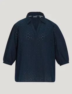 Nofino Cotton Rich Broderie Floral Blouse