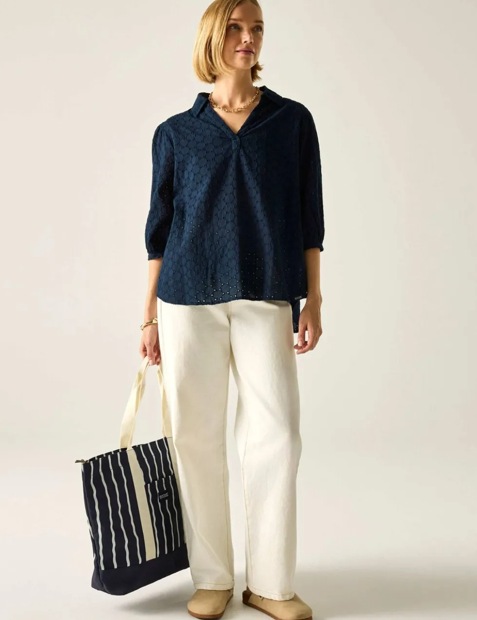 Nofino Cotton Rich Broderie Floral Blouse