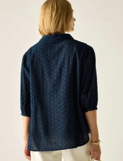 Nofino Cotton Rich Broderie Floral Blouse