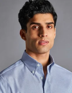 Non Iron Pure Cotton Striped Oxford Shirt
