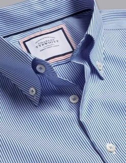Non Iron Pure Cotton Striped Oxford Shirt