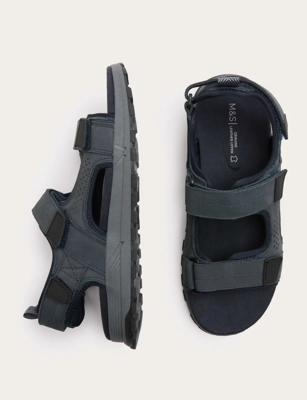 Nubuck Riptape Two Strap Sandals